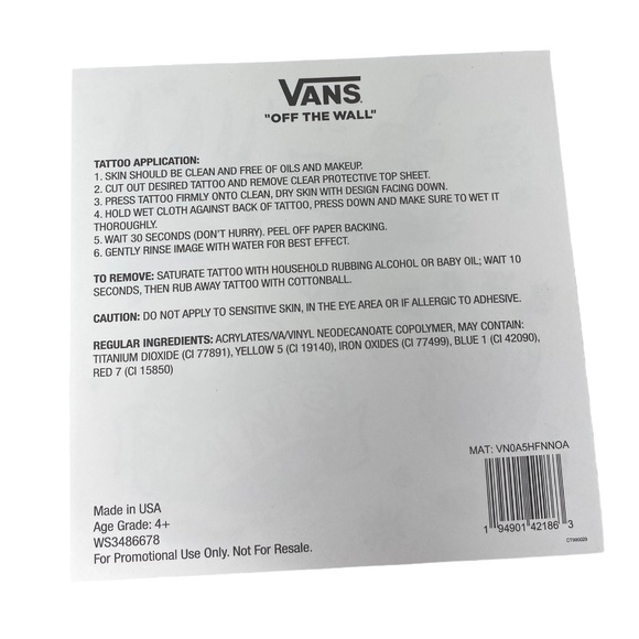 VANS Tattoo Application VN0A5HFNNOA - Picture 3 of 3